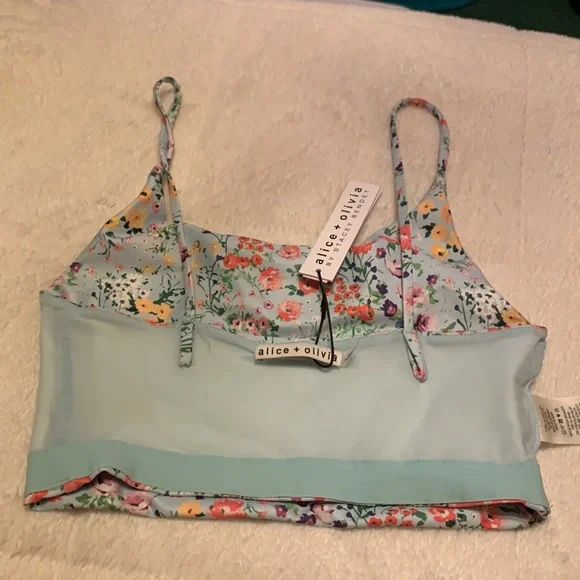Alice + Olivia NWT Penny Scoop Crop Top Blue Floral Size Small - Picture 9 of 13